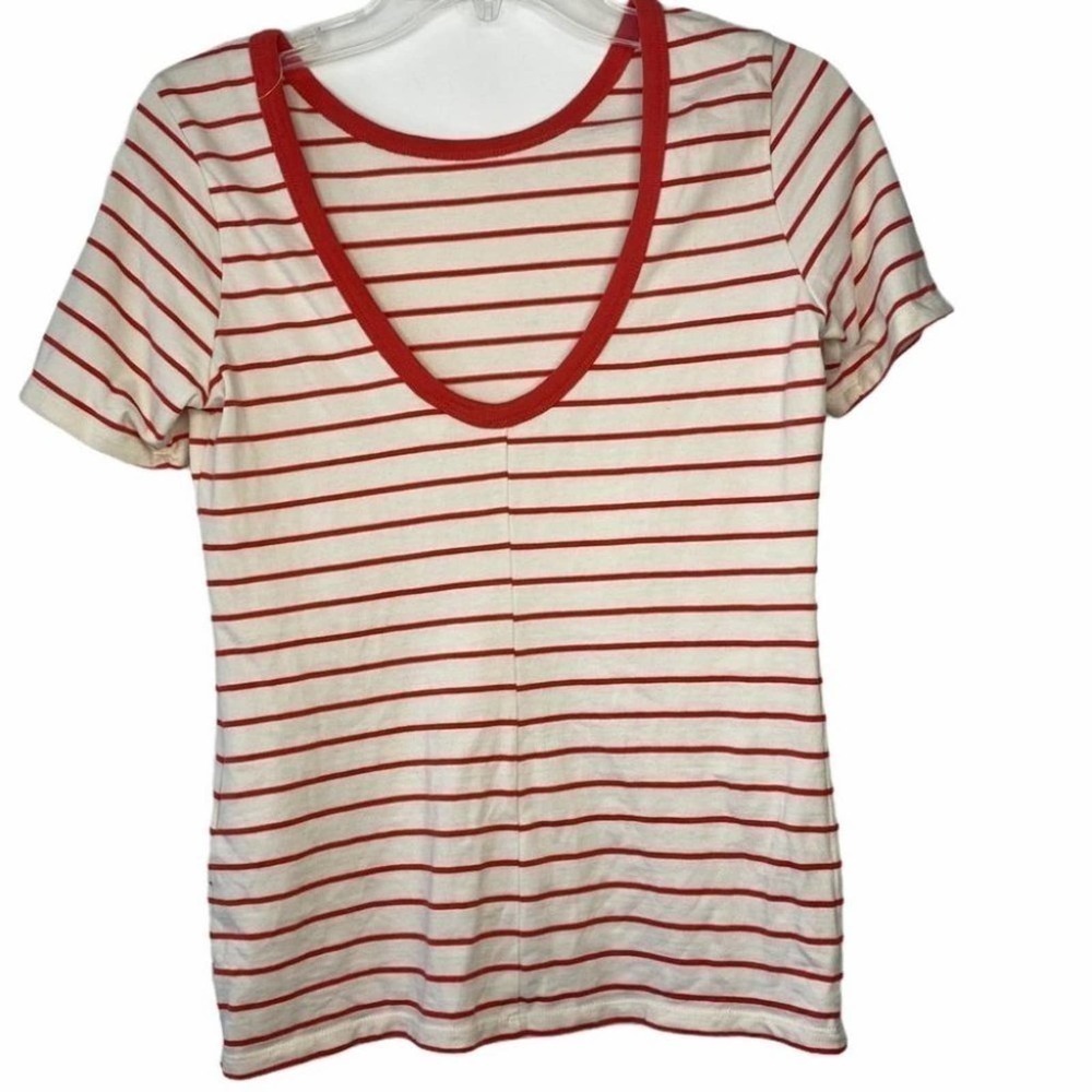 Levi’s Red‎ Striped Back Scoop Tee Short Sleeve Size XSmall - Picture 4 of 8